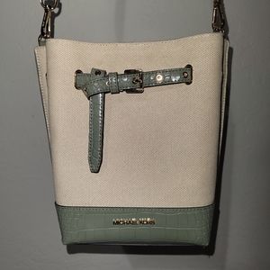 Authentic Michael Kors Purse - Olive Green and Cream colors